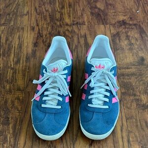 Adidas Women's Blue and Pink Suede Sneakers